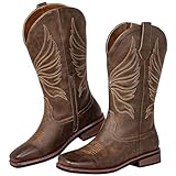 SheSole Cowgirl Boots Wide Calf with Roomy Square Toe -...
