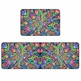 Yaiikkvbaa Abstract Flower Kitchen Rugs and Mats Non...