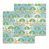 Cute Green Umbrella Waffle Kitchen Dish Towels Set of...