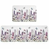 Yaiikkvbaa Purple Flowers Kitchen Rugs and Mats Non...