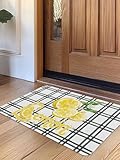 Summer Lemon Watercolor Door Mat Indoor Outdoor,...