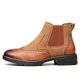 Men’s Brogue Chelsea Boots – Suede & Leather Look...