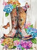 Cowboy Boot 5D Diamond Painting Kits for Adults,Flowers...