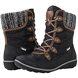 GLOBALWIN Women's Snow Boots Comfortable Black/Brown...