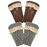 TOPPERFUN 2 Pairs Women Knitted Short Boot Cover Leg...