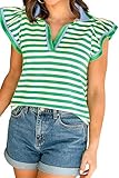 Punude Womens Summer Dresses Green Stripe Contrast Trim...