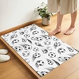 Indoor Doormat Front Door Mats, Black White Football...