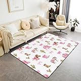 Castle Fairy Pink Cowboy Boots Area Rug Watercolor Pink...