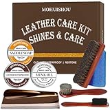 12 PCS Leather Care Kit - Horsehair Brushes,Saddle...