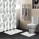 HeQiantmiw Summer Daisy 4PCS Shower Curtains Set with...