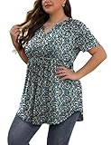 SHIJIALI Women's Plus Size Henley Shirts V Neck Button...