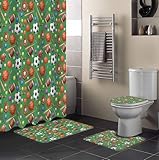 HeQiantmiw Sports Theme 4PCS Shower Curtains Set with...