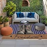 Outdoor Area Rug 5x7ft Washable Patio Rugs, Freedom...