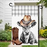 Farmhouse Cow Garden Flags For Outdoor, Grey Animal...
