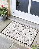 Welcome Doormat Watercolor Coffee Cup Bean Heart...