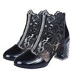Ankle Boots for Women Fashion Lace Flower Embroidery...