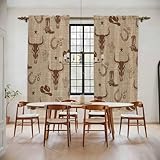 Brown Cow Skull Window Curtains 72 Inch Long 2 Panel...