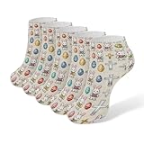 MZERSE Running Low Cut Socks 5 Pairs Beige Easter Bunny...