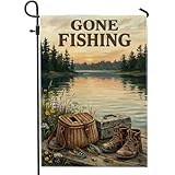 Fishing Garden Flag, Nature Outdoor Boots Basket Summer...