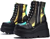 Platform Goth Ankle Boots for Womem Zip High Heel...