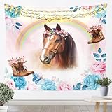 Manfei Horse Tapestry Cowgirl Boots Flowers Wall...