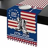 4th of July Table Runner Patriotic Boots Stars and...