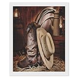 FodPand Cowboy Black Hat Western Boots Diamond Art Kits...
