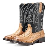 Rollda Cowboy Boots for Men Western Boots Men's Square...