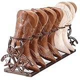 Western Horseshoe Boot Rack, 3 Pairs Freestanding Metal...