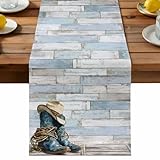 Western Cowboy Boots Hat Table Runner Dresser Scarf,...