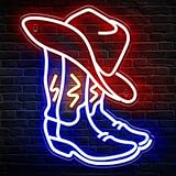 Kavaas Cowboy Boot Neon Sign, Neon Cowboy Hat Sign for...