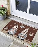 Welcome Doormat Coffee Beans on Linen Non-Slip Door...