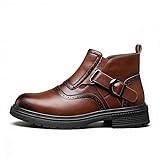 Men’s Brogue Buckle Ankle Boots – Vintage Leather...