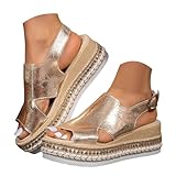 Espadrilles Platform Wedge Sandals for Women Shiny...