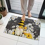 Door Mat, Cute Gnome White Daisy Floral Front Door Mat...