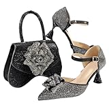 Women Handmade Flowers Fashion High Heel Pumps and Bag...