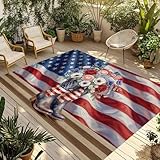 Country 4th of July Outdoor Patio Rug,5x8 FT Patriotic...