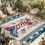 Independence Day Outdoor Rug 3x5 ft Retro American Flag...