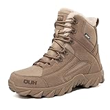 QUH Winter Snow Boots Waterproof Military Training Fur...
